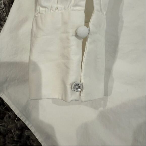 Prabal Gurung x RTR Poplin Split Sleeve Tuxedo Shirt in White, Size US 4 - Picture 7 of 8